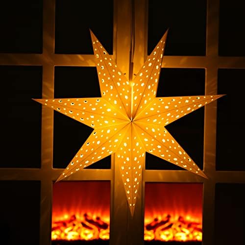 כוכב נייר פנס 7 מחודדת כוכב נייר פנס עם 10 הוביל אור מחרוזת תליית תליון אהיל חג המולד קישוט חג המולד חתונות חג