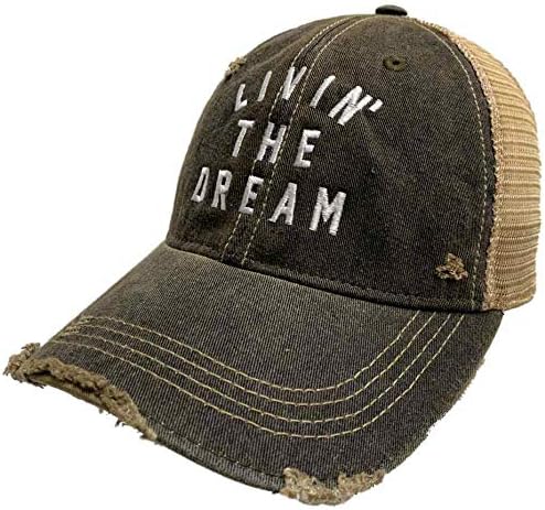 מקורי רטרו מותג לחיות את חלום שטוף בץ במצוקה רשת מתכוונן כובע כובע