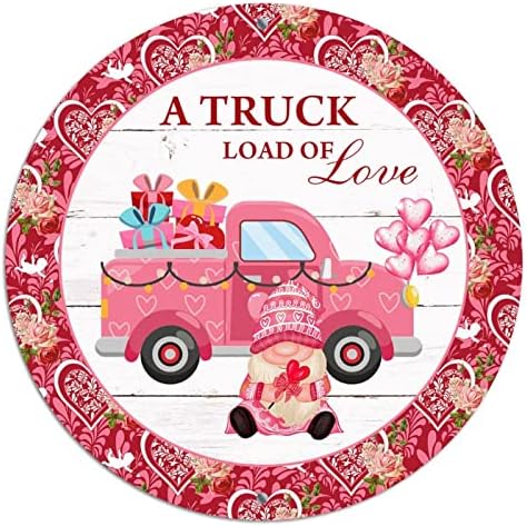 מתכת עגולה יום האהבה שלטי זר שלטי גנום עומס משאית של אהבה עץ גרגר פרחוני שלט פח שלט מקורה שלט