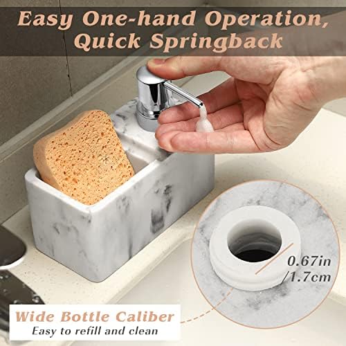 בקבוק מתקן סבון של Lewondr עם תא ספוג, 220 מל/7.444oz משטח קרם יד של קרם יד, מתקן סבון שרף עם משטח שיש,