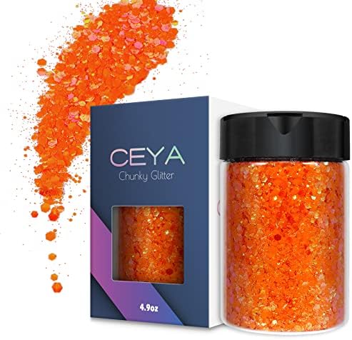 נצנצים שמנמנים של CEYA, 4.9oz/ 140 גרם אבקת נצנצים של מלאכת כתום סגול