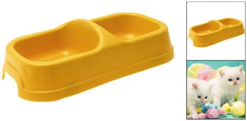 פלסטיק כלב מזון מים צלחת מזין קערה, צהוב