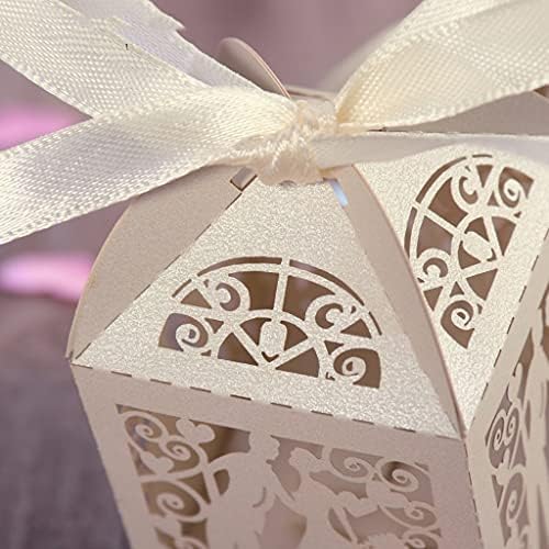 Yfqhdd זוג עיצוב Lase Cut חתונה ממתקים קנדי ​​מתנה קופסאות לטובת קופסאות עם קישוטים לשולחן סרטים