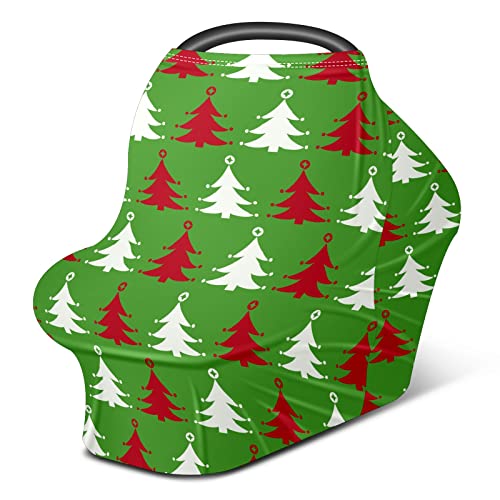 מושב מכונית לתינוק מכסה דפוס עץ חג מולד לבן אדום כיסוי סיעוד ירוק כיסוי עגלת צעיף הנקה לחופית עגלת תינוקות