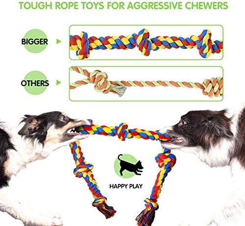 צעצועי לעיסה גדולים של כלבים, צעצועי כלבים קשוחים לתיעוד אגרסיבי גזע גדול, ערכת צעצועי חבל שיניים כבדים לכלבים