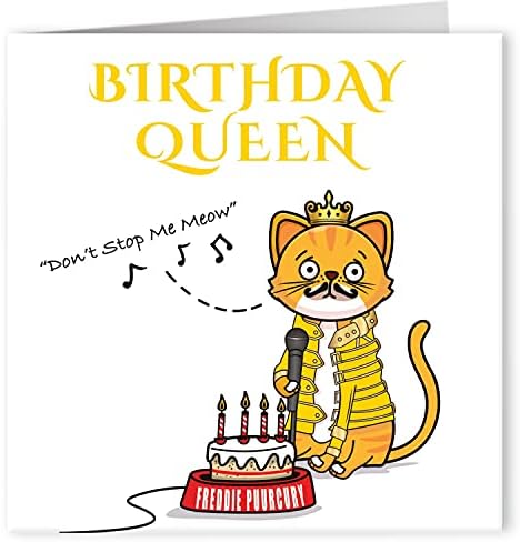 CULT KITTY - מלכת יום הולדת - בדיחה כרטיסי יום הולדת שמח בשבילו - כרטיס יום הולדת מצחיק עבורה - כרטיס