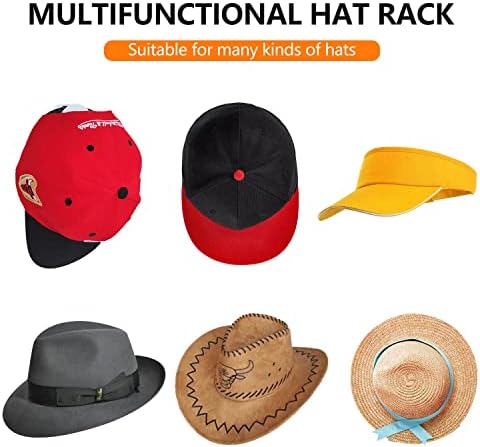 סיוע לוויות כובע משודרגים עם 16 חבילות לקיר, מחזיק דבק לאוזני דיסני, מחזיק אוזניים עכבר, מארגן כובע רב-פונקציונלי,