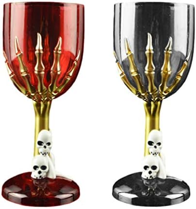 ליל כל הקדושים גולגולת טופר גביע יין כוס למסיבה בר תחפושת תלבושות 2 יחידות