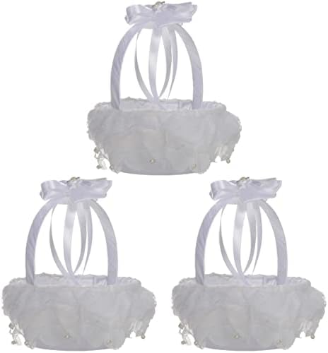3 יחידות כף יד סוכריות פרח קישוט ילדה עבור סל כלה לבן רומנטי טקס מסיבת חתונה חג תחרה קשת אחסון נייד