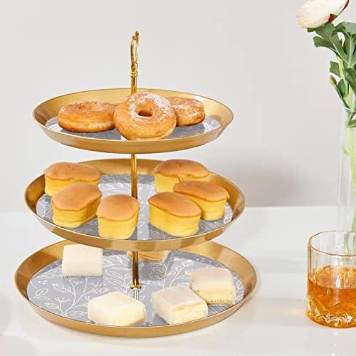 תצוגת עץ עוגת עוגת עוגות עגולה, מחזיק קינוח פלסטיק מאפה 3, מגש מגדל קינוחים לסופגניות פירות סוכריות עוגה