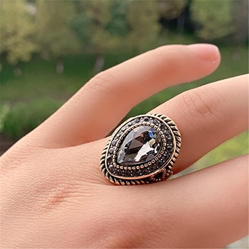 2023 חתונה חדשה הטבעות שלך אמא מתנה בוהו יום שלח טבעת צבע עתיקה לנשים אבן חתונה גדולה גם כלה אתנית קריסטל