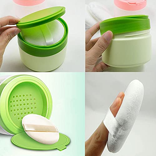 ירוק פלסטיק ריק נייד תינוק טיפוח עור לאחר-אמבטיה אבקת פאף טלק אבקת מקרה מיכל מתקן איפור רופף אבקת תיבה