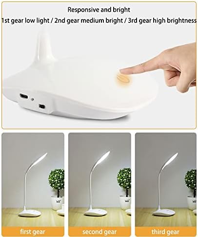 מנורת שולחן LED של YCLZNB, מנורת שולחן לימוד, אור לבן, עמעום בן שלושה הילוכים, כפתור מגע, אור הגנה על עיניים