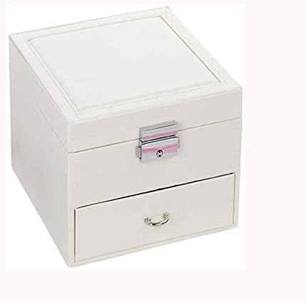 קופסת אחסון של yfqhdd ， קופסת אחסון תכשיטים, קופסא אחסון קופסת תכשיטים מראה גדולה ו -2 שכבות עגילי עגילי