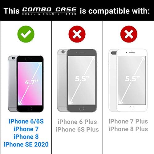Aduro iPhone SE2/8/7/6/6S Combo Shell & Harster Case עם עמדת בעיטה מובנית, צרור קליפ חגורה מסתובב עם