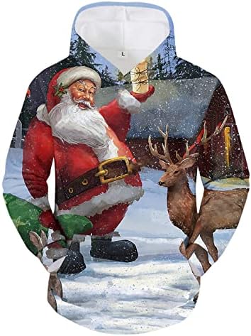 קפוצ'ונים מכוערים קפוצ'ונים מכוערים סנטה שלג איש שרוך קנגורו כיס קמפינג סווטשירטים חג המולד רגיל בכושר
