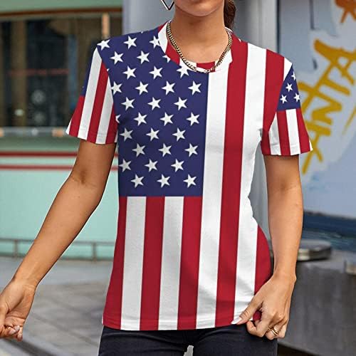 חולצת טריקו של דגל אמריקה 4 ביולי, ארהב כוכבי ארהב פסים גרפיים, צמרות פטריוטיות של שרוול קצר מזדמן של