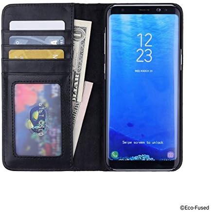 מארז עטיפת ספרים ממולא אקולוגי תואם ל- Samsung Galaxy S8 - כרטיס אשראי בסגנון ארנק וחריצי שטר בפנים