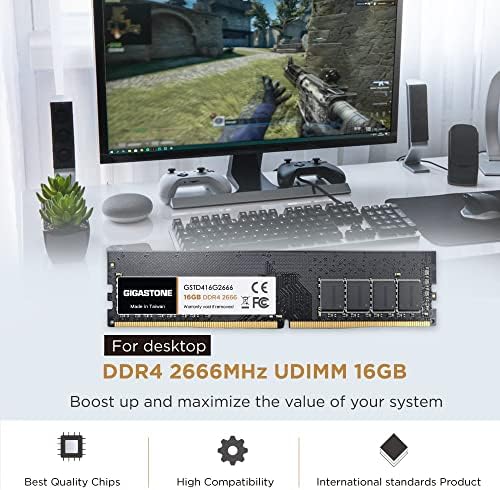 【DDR4 RAM】 GIGASTONE שולחן עבודה זיכרון RAM 32GB DDR4 32GB DDR4-2666MHz PC4-21300 CL19 1.2V 288 PIN ללא אקו UDIMM