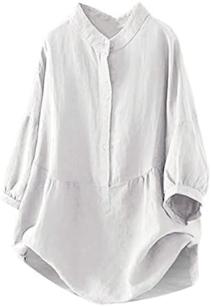בתוספת גודל טרנדי מקרית ארוך שרוול קיץ צוואר חולצות לנשים מודפס קל משקל בציר חולצות