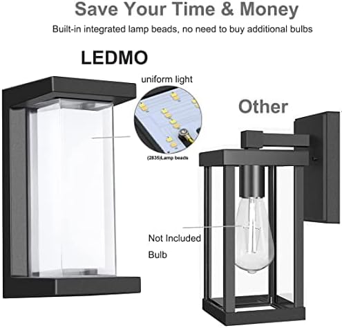 LEDMO 2 חבילה LED חיצוני מרפסת אור מודרני אור קיר עם צלחת הרכבה אמריקאית קיר הר הרכבה 6000K COUR COOR IP65