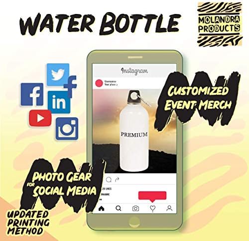 מוצרי Molandra Nowell - 20oz hashtag בקבוק מים לבנים נירוסטה עם קרבינר, לבן