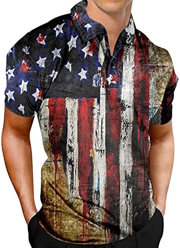 קיץ גברים של חולצות גברים של פטריוטי ביצועים עצמאות יום אמריקאי דגל קלאסי בכושר חולצה חולצה חבילות