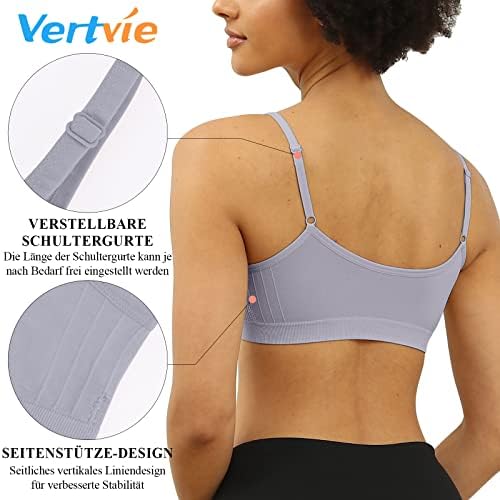 חזיית ספורט לנשים של Vertvie חזיית חממה נטולת חלקה חלקה רצועת חזיית חזיית חזיית חולצה קצרה גופיות