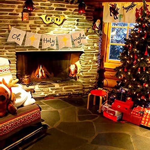 חג המולד תפאורה חג המולד דתי הו קדוש לילה באנר כפרי דגלון קישוט לחורף חג מסיבת בפתח מנטל קיר זר דקור