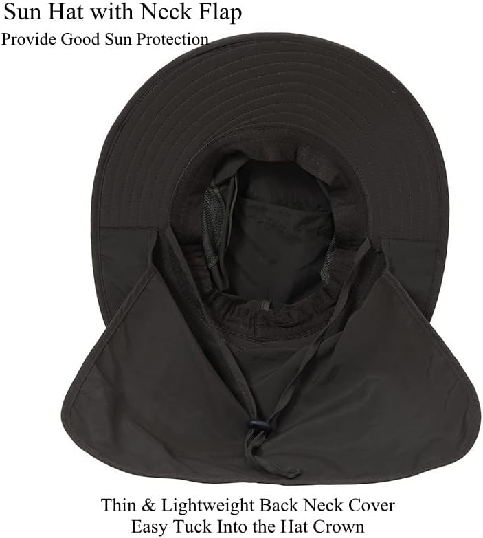 UV 50+ כובע הגנה מפני שמש לגברים נשים, כובע דלי שוליים רחב לספורט חיצוני ועבודות דיג עם דש צוואר