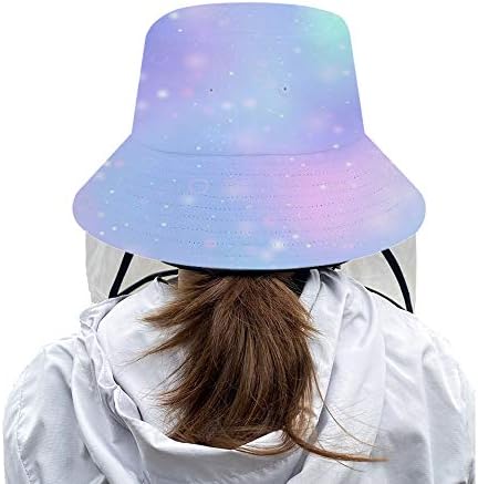 מגן כובע דייג עם כיסוי, גלקסי סגול כחול מגן כובע קיץ אופנה מתקפל דלי כובע הגנה נגד רוק אבק
