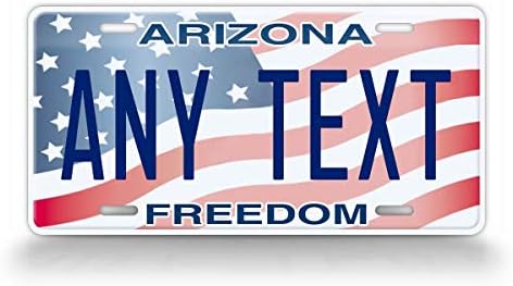 Signsandtagsonline בהתאמה אישית של אריזונה חופש אמריקאי לוחית רישוי של דגל AZ העתק טקסט מותאם אישית טקסט