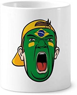 איפור דגל לאומי ברזיל מברשת שיניים מברשת שיניים ספל קרמיקה גביע עיפרון