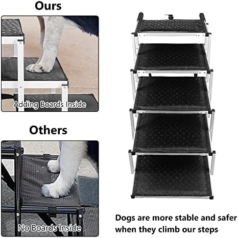 מדרגות כלבים קליקסו למכוניות ורכב שטח מדרגות כלבים גדולות, מדרגות חיות מחמד מתקפלות למיטות גבוהות, משאיות, אלומיניום
