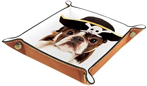 Lyetny Dogs Pirates Pirates Bulldog Hat מארגן מגש אחסון קופסת מיטה מיטה קאדי שולחן עבודה מגש