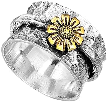 ליידי אופנה 925 טבעת סטרלינג טבעת חיננית טבעת מעוקב זירקוניה חמניות שן הארי.