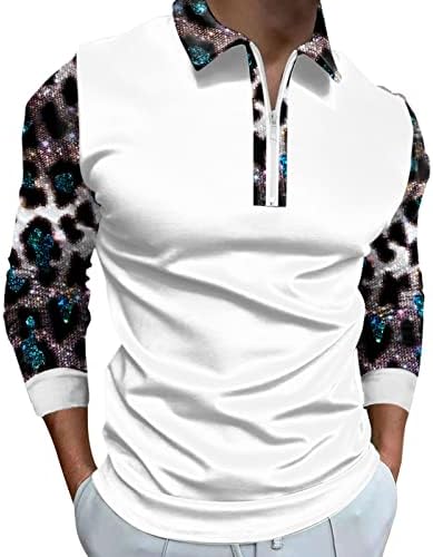 חולצות פולו לגברים XXBR רוכסן צוואר, סתיו חורף שרוול ארוך טלאים טלאים טלאים גולף חולצה מעצבת מזדמנים