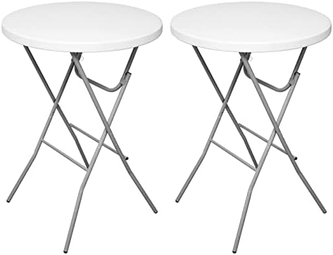 שולחן קוקטייל מתקפל עגול 32 אינץ 'שולחן קוקטייל מתקפל, שולחן עליון גבוה חיצוני מקורה, שולחן בר לבן למסיבות,