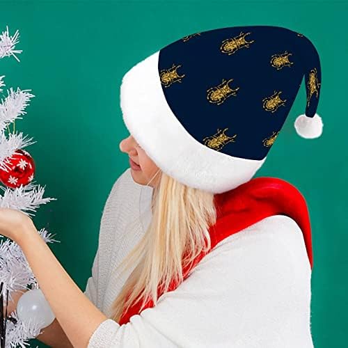 זהב מצחיק חג המולד כובע סנטה קלאוס כובעי קצר קטיפה עם לבן חפתים עבור חג המולד חג מסיבת אספקת קישוט