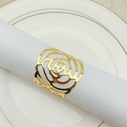 KLHHHG 10 PCS מלון חתונה מתכת מתכת רוז פרח מפית מפית אבזם טבעת טבעת פה בד טבעת כלי שולחן קישוט