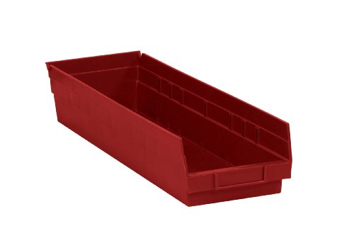 פחי מדף אחסון פלסטיק של Aviditi קינון, 23-5/8 x 6-5/8 x 4 אינץ ', אדום, חבילה של 8, לארגון בתים,