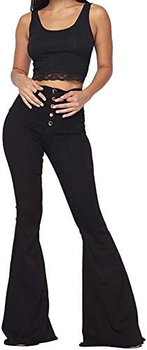 ג 'ינס לנערות טרנדי פעמון תחתון ג' ינס לנשים פטיט קלאסי גבוהה מותן התלקח ג ' ינס מכנסיים