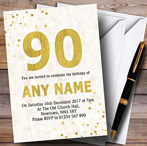 הזמנות למסיבת יום הולדת בהתאמה אישית של זהב לבן ה -90