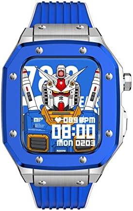 מארז שעון סגסוגת Kavju לסדרת Iwatch Seet Cover עבור Apple Watch 7 6 5 4 44/45 ממ מתכת יוקרה גומי נירוסטה אביזרים