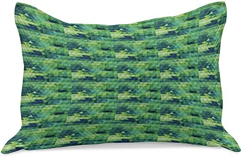 כרית כרית סרוגה של אמבסון פסיפס, גוונים ירוקים, עיצוב מודרני מונוכרומטי עם משולשים יצירתיים, כיסוי כריות בגודל