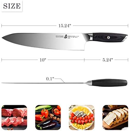 סכין טו שף 10 וסכין חיתוך 6.5, סכין מטבח פרו למסעדה ביתית, גרמנית HC פלדה פקווד ידית עם קופסת מתנה