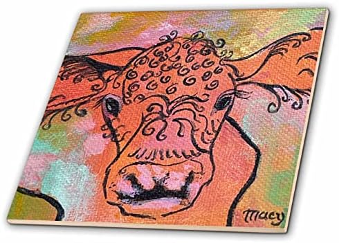 3רוז תמונה של צבוע פרה פנים כתום ססגוניות רקע שחור מתאר-אריחים