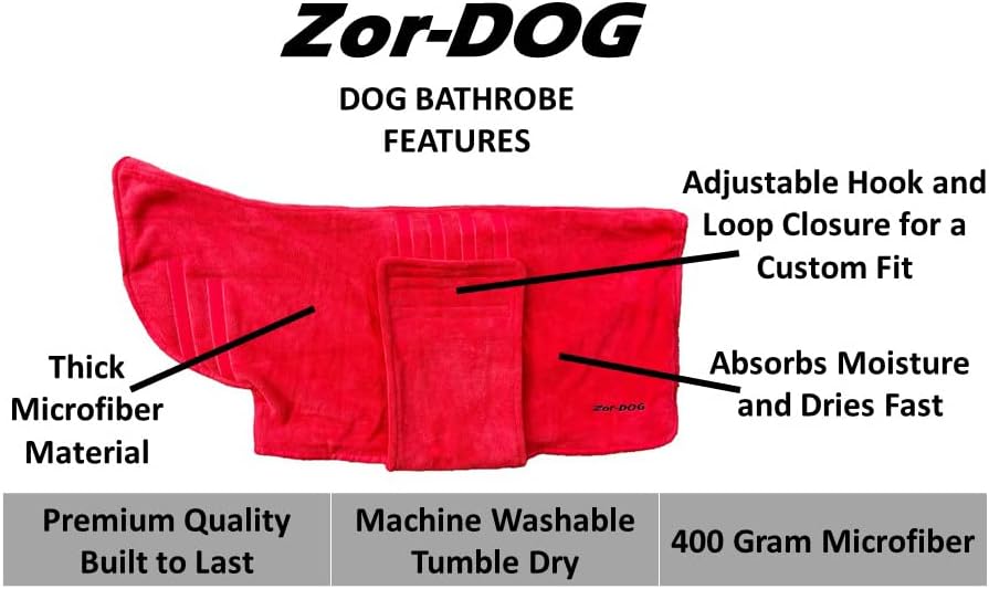 זור-כלב כלב חלוק רחצה וייבוש מגבת קומבו סט / פרימיום, אולטרה סופג מיקרופייבר חומר / מהיר ייבוש
