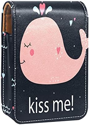 חמוד קריקטורה ורוד לווייתן לנשק אותי שפתון מקרה מחוץ שפתון מחזיק עבור ארנק מיני שפתון תיק נסיעות קוסמטי