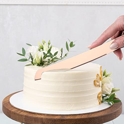 חתונה עוגת סכין ושרת סט, נירוסטה עלה זהב מצופה להבי כלי הגשה, נירוסטה עוגת עוגת מאפה חיתוך סכין לחתונה
